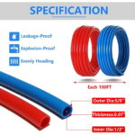 1/2 Inch PEX-B Pipe/Tool Kit: Blue & Red Each 100 Feet PEX Tubing with 62 Pack PEX Fittings - 40 Pcs Pex Stainless Steel Clamps, 2 Drop-Ear Elbow, 10 Elbow, 5 Tee, 5 Coupling