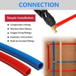 1/2 Inch Pex Tubing Plumbing Pipe,GUOFIS 200ft Pex Pipe(Blue & Red Each 100ft) with Fittings Kit