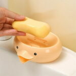 1 Pack Duck Ceramic Soap Dishes,Soap Holder with Drain,Soap Dish Container,Dish Soap Tray,Sponge Holder,Soap Tray for Shower,Bathroom,Bar,Kitchen,Counter (Duck)