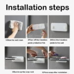 1 Pack Wall-Mounted Double Layer Soap Dish with Draining Tray - Adhesive Bathroom and Shower Soap Holder TIKA