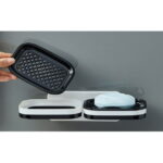 1 Pack Wall-Mounted Double Layer Soap Dish with Draining Tray - Adhesive Bathroom and Shower Soap Holder TIKA
