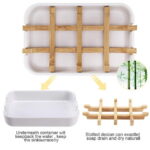 1 Pack Wooden Bamboo Square Soap Dishes for Bar Soap Holder for Shower with Drain for Bathroom Small Soap Dish Detachable (White)