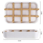 1 Pack Wooden Bamboo Square Soap Dishes for Bar Soap Holder for Shower with Drain for Bathroom Small Soap Dish Detachable (White)