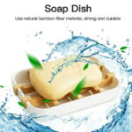 1 Pack Wooden Bamboo Square Soap Dishes for Bar Soap Holder for Shower with Drain for Bathroom Small Soap Dish Detachable (White)