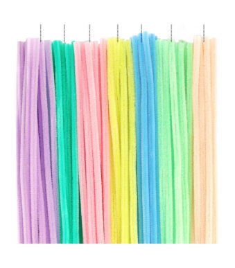 100-Pack Assorted Color Pipe Cleaners 12" DIY Stems for Floral Bouquets,Art & Crafts 8 Candy Colors Soft Stems for Shaping