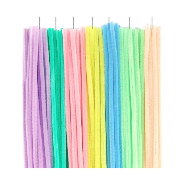 100-Pack Assorted Color Pipe Cleaners 12" DIY Stems for Floral Bouquets,Art & Crafts 8 Candy Colors Soft Stems for Shaping