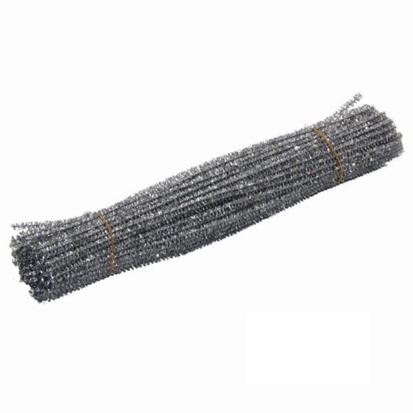 100Pc Pipe Cleanerpipe Cleaner for Craft Colanlan Plush Monochrome Clearance 100Pc Chenille Stem Solid Color Pipe Cleaners Set for Diy Arts Crafts Decorations, Silver