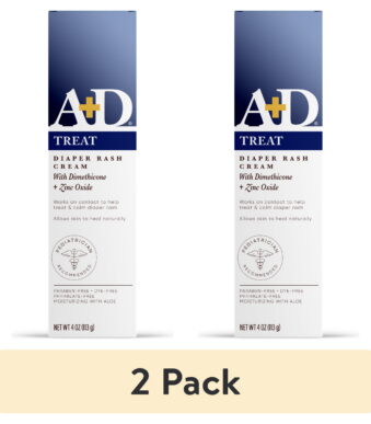 (2 pack) A+D Medicated Diaper Rash Cream with Zinc, 4oz