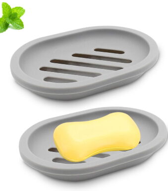 2 Pack Bar Soap Holder, Keep Soap Bars Dry Clean, Soap Dish SoapTray, Bathroom Soap Dish, Bathtub Soap Dish (Gray)