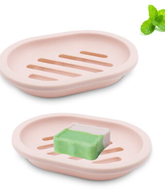 2 Pack Bathroom Soap Saver Case Box Container, Soap Holder/Tray, Soap Dish for Shower, Stop Mushy Soap (Pink)