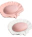 2 Pack Ceramic Soap Dishes - Stylish Seashell Soap Dishes | Decorative Soap Trays for Bathroom & Shower - Self-Draining, Non-Slip | Doubles as Jewelry Holder (White & Pink)