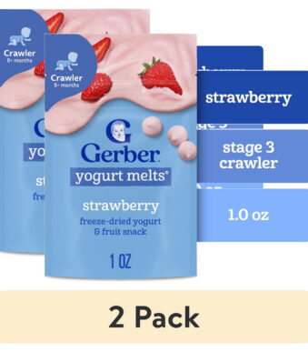 (2 pack) Gerber Stage 3 Baby Food Snacks, Strawberry Yogurt Melts, Baby Led Feeding 1 oz