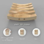 2 Pack of Soap Dishes for Bathroom | Rustic Cross-Rib Bamboo Soap Dish, Bar Soap Holder, Sponge Holder, Offset Rib Design | Natural, Sustainable Bamboo Bathroom Accessories