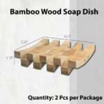 2 Pack of Soap Dishes for Bathroom | Rustic Cross-Rib Bamboo Soap Dish, Bar Soap Holder, Sponge Holder, Offset Rib Design | Natural, Sustainable Bamboo Bathroom Accessories