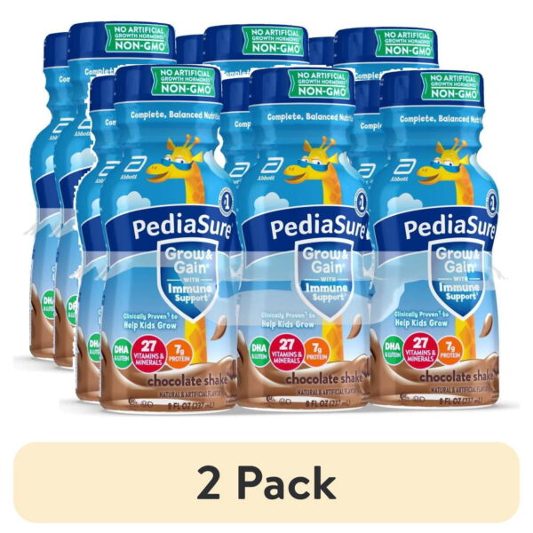 (2 pack) PediaSure Grow & Gain with Immune Support, 7g Protein, Chocolate, 8-fl-oz Bottle, 6 Shakes