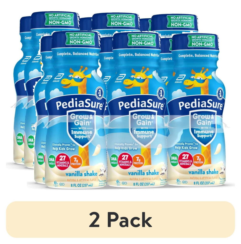 (2 pack) PediaSure Grow & Gain with Immune Support, 7g Protein, Vanilla, 8-fl-oz Bottle, 6 Shakes