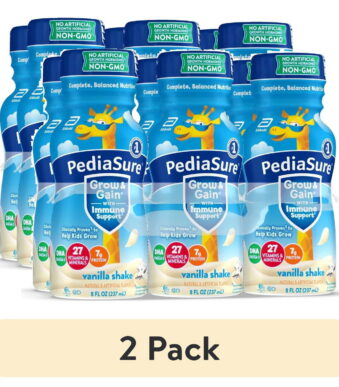 (2 pack) PediaSure Grow & Gain with Immune Support, 7g Protein, Vanilla, 8-fl-oz Bottle, 6 Shakes