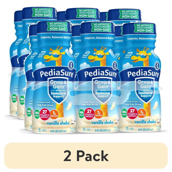 (2 pack) PediaSure Grow & Gain with Immune Support, 7g Protein, Vanilla, 8-fl-oz Bottle, 6 Shakes