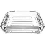 2 Pack Rectangle Glass Soap Dish, Bar Soap Sponge Holder for Bathroom Shower Countertop, Soap Saver Tray Plate (Clear)