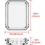 2 Pack Rectangle Glass Soap Dish, Bar Soap Sponge Holder for Bathroom Shower Countertop, Soap Saver Tray Plate (Clear)