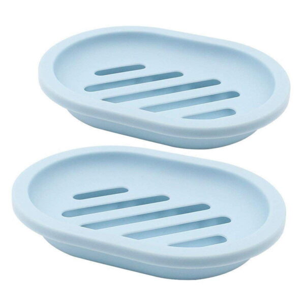 2-Pack Soap Dish with Drain, Soap Holder, Soap Saver, Easy Cleaning, Dry, Stop Mushy Soap (Blue)