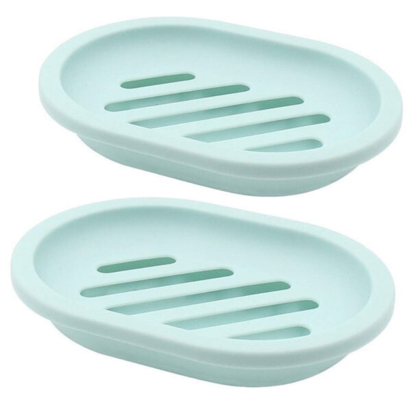 2-Pack Soap Dish with Drain, Soap Holder, Soap Saver, Easy Cleaning, Dry, Stop Mushy Soap (Green)