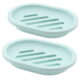 2-Pack Soap Dish with Drain, Soap Holder, Soap Saver, Easy Cleaning, Dry, Stop Mushy Soap (Green)