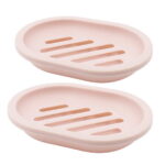 2-Pack Soap Dish with Drain, Soap Holder, Soap Saver, Easy Cleaning, Dry, Stop Mushy Soap (Pink)