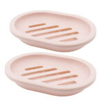 2-Pack Soap Dish with Drain, Soap Holder, Soap Saver, Easy Cleaning, Dry, Stop Mushy Soap (Pink)