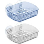 2 Pc Soap Bar Tray Dish Suction Cup Draining Shower Rack Bathroom Holder Saver