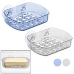 2 Pc Soap Bar Tray Dish Suction Cup Draining Shower Rack Bathroom Holder Saver