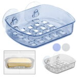 2 Pc Soap Bar Tray Dish Suction Cup Draining Shower Rack Bathroom Holder Saver