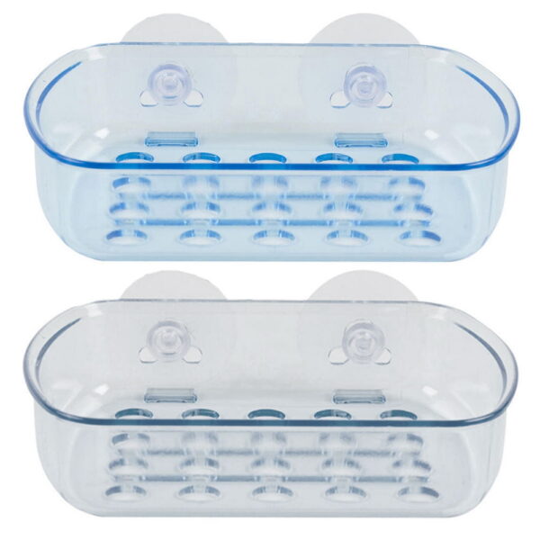 2 Pc Wall Mount Shower Bath Soap Bar Holder Dish Tray Suction Cups Draining Rack