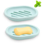 2 Pcs Soap Dish, Easy Cleaning Soap Saver, Stop Mushy Soap Tray Suitable for Kitchen, Bathroom, Soap Container (Green)