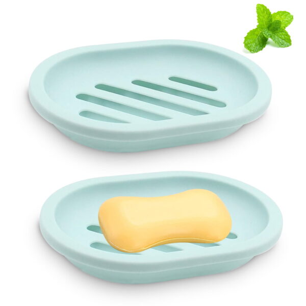 2 Pcs Soap Dish, Easy Cleaning Soap Saver, Stop Mushy Soap Tray Suitable for Kitchen, Bathroom, Soap Container (Green)