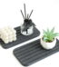 2 Pcs Water Absorbing Stone Drying Trays for Bathroom Sink Kitchen Counter Soap Dish Dispenser Sponge Holder White Ceramic Bathroom Vanity Quick Dry Stone Mat for Kitchen Sink...