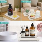 2 Pcs Water Absorbing Stone Drying Trays for Bathroom Sink Kitchen Counter Soap Dish Dispenser Sponge Holder White Ceramic Bathroom Vanity Quick Dry Stone Mat for Kitchen Sink...