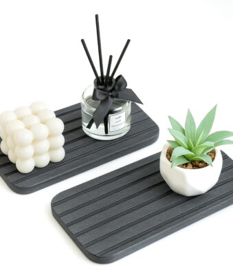 2 Pcs Water Absorbing Stone Drying Trays for Bathroom Sink Kitchen Counter Soap Dish Dispenser Sponge Holder White Ceramic Bathroom Vanity Quick Dry Stone Mat for Kitchen Sink...