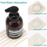 2 Pcs Water Absorbing Stone Drying Trays for Bathroom Sink Kitchen Counter Soap Dish Dispenser Sponge Holder White Ceramic Bathroom Vanity Quick Dry Stone Mat for Kitchen Sink...