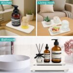 2 Pcs Water Absorbing Stone Drying Trays for Bathroom Sink Kitchen Counter Soap Dish Dispenser Sponge Holder White Ceramic Bathroom Vanity Quick Dry Stone Mat for Kitchen Sink...