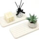 2 Pcs Water Absorbing Stone Drying Trays for Bathroom Sink Kitchen Counter Soap Dish Dispenser Sponge Holder White Ceramic Bathroom Vanity Quick Dry Stone Mat for Kitchen Sink...