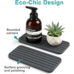 2 Pcs Water Absorbing Stone Drying Trays for Bathroom Sink Kitchen Counter Soap Dish Dispenser Sponge Holder White Ceramic Bathroom Vanity Quick Dry Stone Mat for Kitchen Sink...