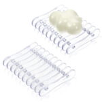 2 Pieces Clear Plastic Bar Soap Holder Self Draining Soap Dish Soap Savers Soap Clear Soap Tray Soap Dish for Bathroom Shower Kitchen Hotel