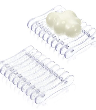 2 Pieces Clear Plastic Bar Soap Holder Self Draining Soap Dish Soap Savers Soap Clear Soap Tray Soap Dish for Bathroom Shower Kitchen Hotel