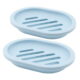 2Pack Soap Dish with Drain Holder Container Soap Saver Bathroom Shower Soap Case (BLUE)