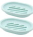 2Pack Soap Dish with Drain Holder Container Soap Saver Bathroom Shower Soap Case (GREEN)