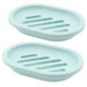 2Pack Soap Dish with Drain Holder Container Soap Saver Bathroom Shower Soap Case (GREEN)