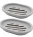 2Pack Soap Dish with Drain Holder Container Soap Saver Bathroom Shower Soap Case (GRAY)