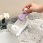 2PCS Cute Cat-Shaped Soap Dish Holder - Durable Plastic Bathroom Decor with Drain Holes, Non-Slip Adorable Cartoon Soap Saver for Kitchen Sink, Countertop, Shower (BPA-Free,...