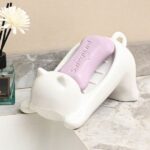2PCS Cute Cat-Shaped Soap Dish Holder - Durable Plastic Bathroom Decor with Drain Holes, Non-Slip Adorable Cartoon Soap Saver for Kitchen Sink, Countertop, Shower (BPA-Free,...